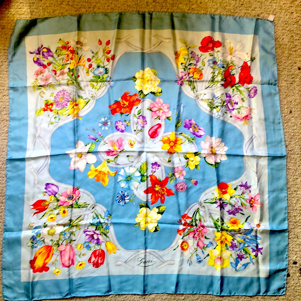 Vintage Authentic Gucci Silk Scarf